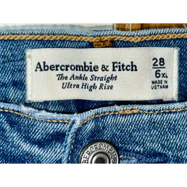 Abercrombie & Fitch Ankle Straight Ultra High Rise Blue Denim Jeans = Size 28 6 - Image 3