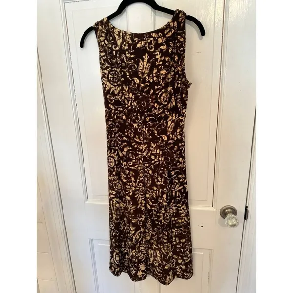 Lauren Ralph Lauren Brown Floral Sleeveless‎ Wrap Dress size 4 EUC - Image 4