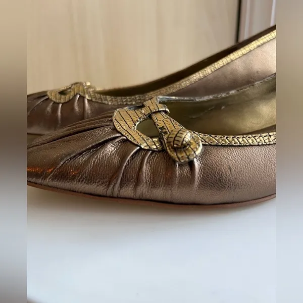 Franco‎ Sarto Metallic Brown/Gold Leather Flats - Size 7 - Image 3