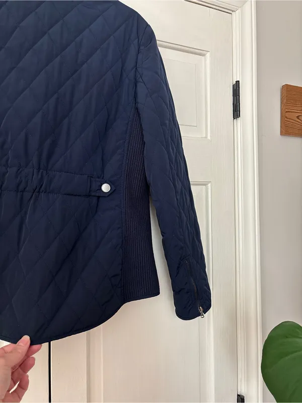 Talbots Navy Quilted Lightweight Puffer Jacket Size Large Ribbed Sides‎ Full Zip - Image 10