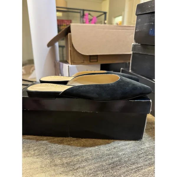 Lauren RALPH LAUREN Womens NEW Londyn‎ Black Suede Mules Flats Size 6 - Image 3