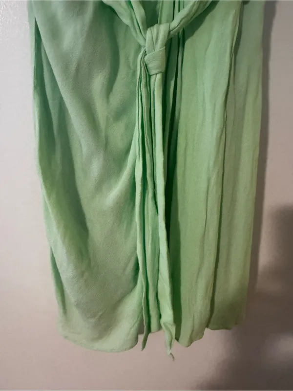 Olivaceous Light Lime Colored Knot-Front Slip Mini Dress - Image 5
