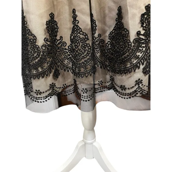 David’s Bridal Black Lace Strapless Tulle Caviar Beading Cocktail Dress Size 4 - Image 12