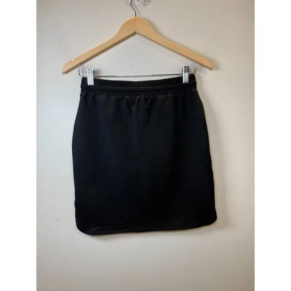 Daily Ritual Terry Cotton and Modal Drawstring Skirt Womens XS Black Mini Casual - Image 7