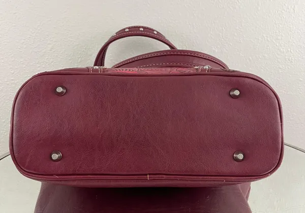 Y2K Red Burgundy Faux Tooled Leather Western Studded Shoulder Bag - Image 12