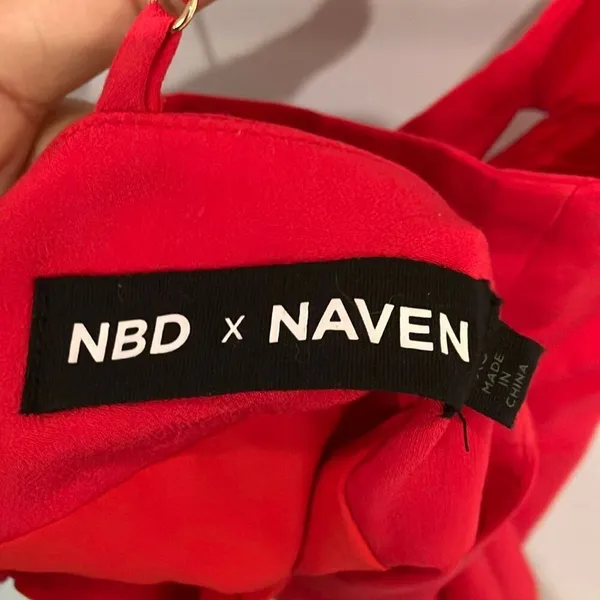 NBD X NAVEN Mini Rose Dress in True Red XS Club Going Out Date night Party #800 - Image 9