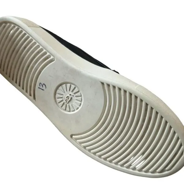 UGG Black Leather Slip-On Platform Clogs with Cream Sole - Image 8