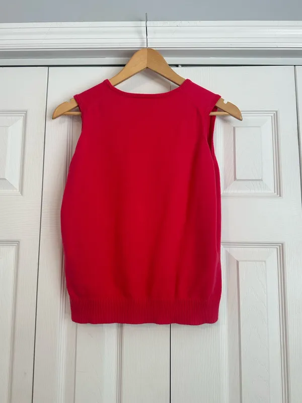 Lands End Red Sleeveless Sweater, Size Small - Image 4