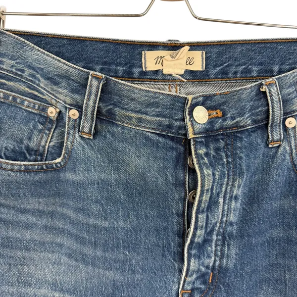 Madewell Low Slung Straight Jeans Palmina Medium Wash Button Fly Size 30‎ - Image 7