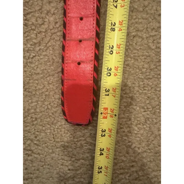Vintage CARLISLE Belt XS RED Leather 1629 GOLD Metal 1990s Retro - Image 10