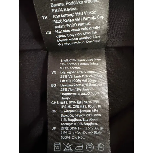COS Wide Leg Culottes Women 4 Black Linen Blend Crop Pants - Image 5