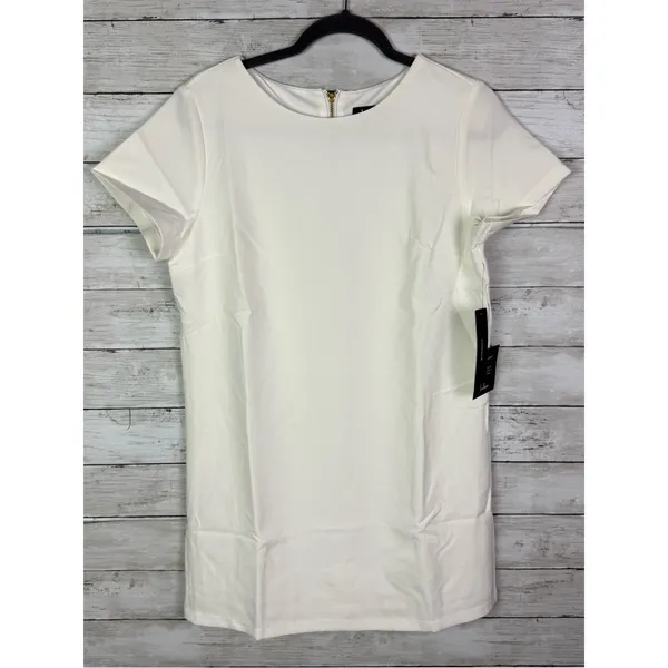 Lulus Ivory Short Sleeve Shift Mini Dress Size Small - Image 3