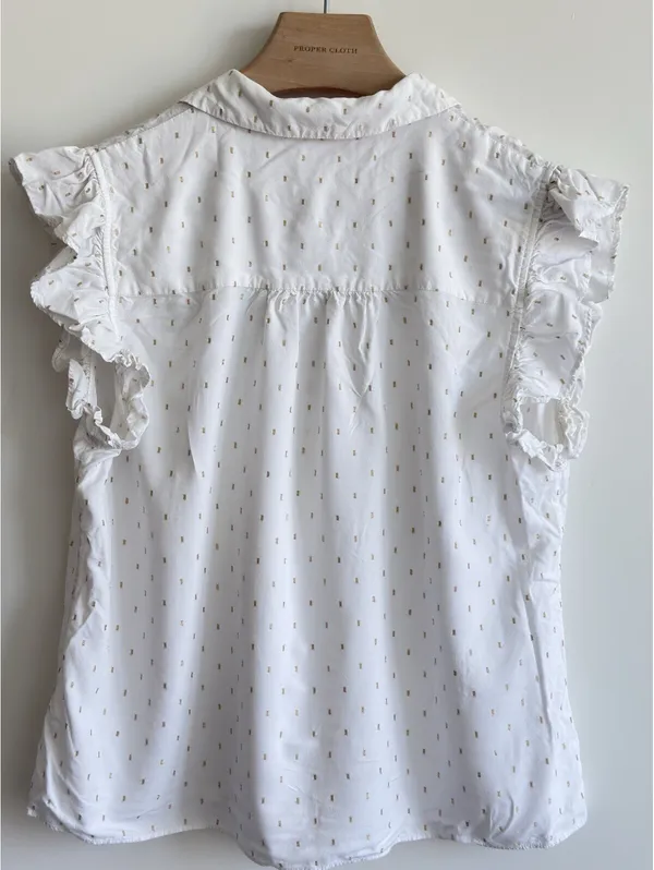 Lilly Pulitzer Branson Button Down Top Resort White Metallic Women's XL Ruffle - Image 7