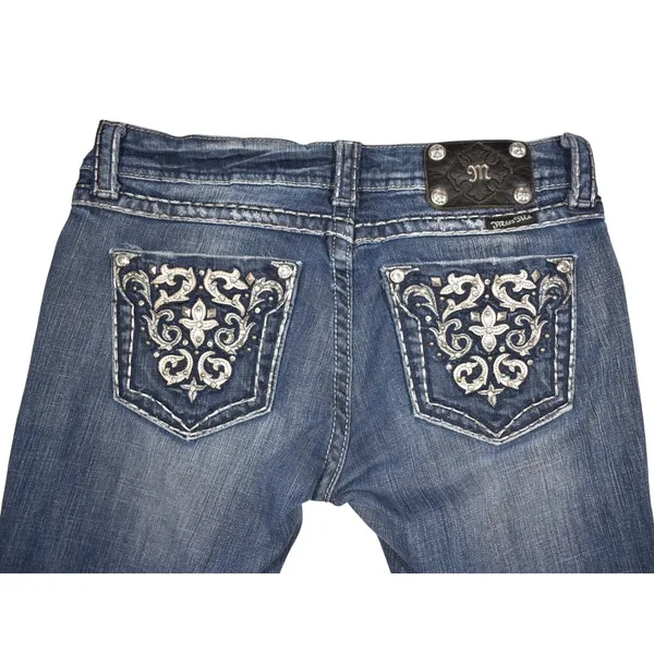 Miss Me JP5311B0 Bootcut Jeans Blue Embellished Pocket Womens 29 Medium Wash - Image 2