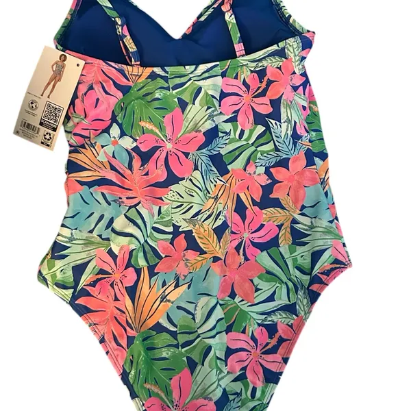 Members Mark Tropical Floral Onepiece Swimsuit Medium Beachy Pool Travel - Image 2
