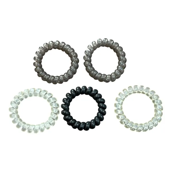 Spiral Hair Ties No Crease‎ Coils Ponytail Holders Elastics Multicolor Set of 5 - Image 2