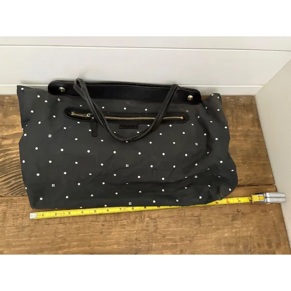 Kate Spade Black Polka Dot Nylon‎ Tote Bag Shoulder Bag Zip Pocket - Image 8