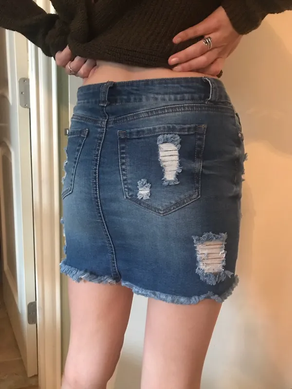 Wax Jean Los Angeles Ripped Denim Skirt - Image 4