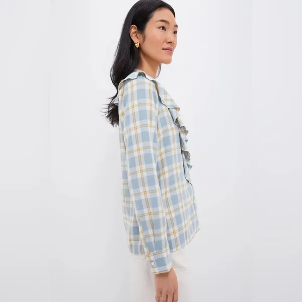 Tuckernuck NWT Blue V Neck Ruffle Eileen Button down women’s size XXL - Image 3