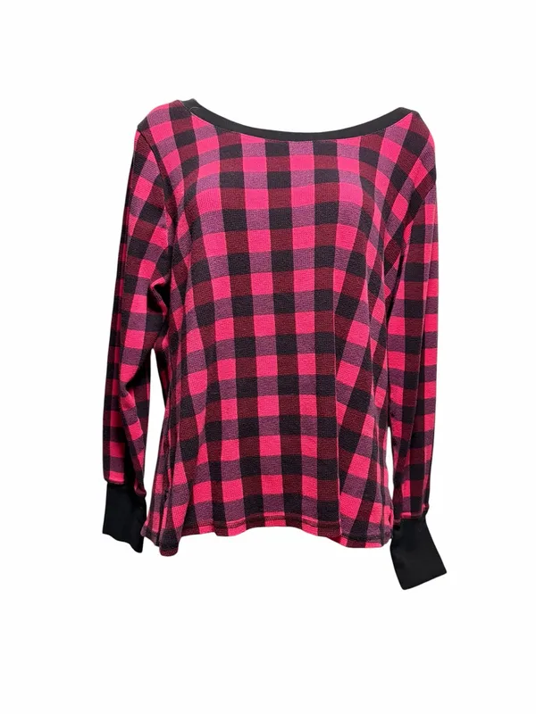 Victoria’s Secret Thermal Pink Black Plaid Pajama Set Size Large - Image 3