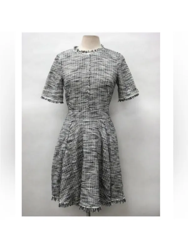 REBECCA TAYLOR Tweed Boucle Fringe‎ tailored dress sz 2 - Image 3