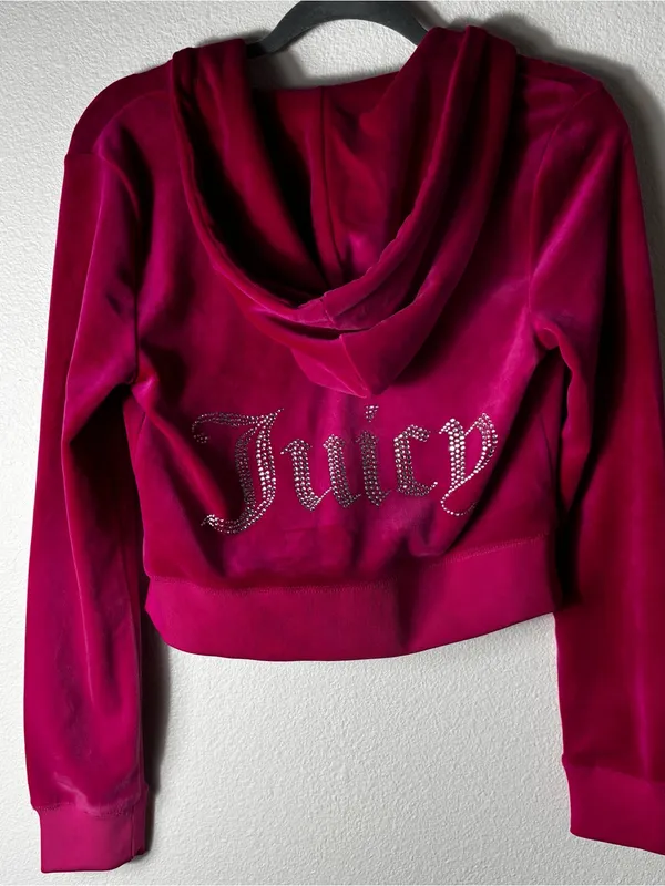 NWT Juicy Couture Free Love Velour Cropped Hoodie Size S - Image 7