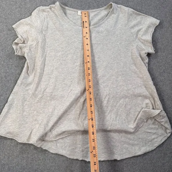 Umgee Short Sleeve Cut Off Tee Shirt Women's Large Linen Blend High Low Top - Image 7