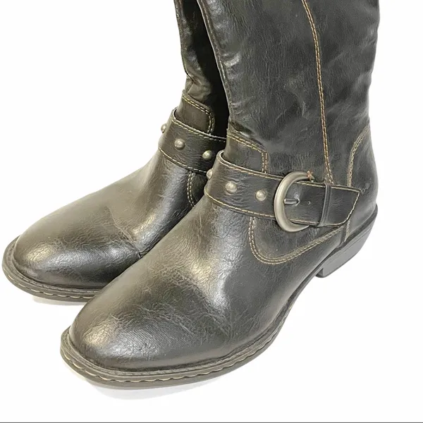 B.O.C‎ Size 6 Brown Pebbled Faux Leather Knee High Riding Boots - Image 2