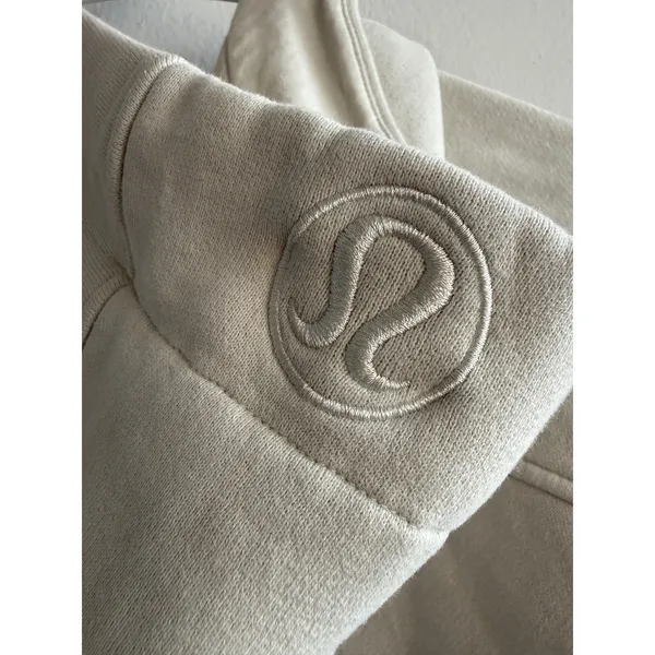 Lululemon Womens Scuba Full-Zip Cropped Hoodie Cream White Size 10 Thumbhole - Image 5