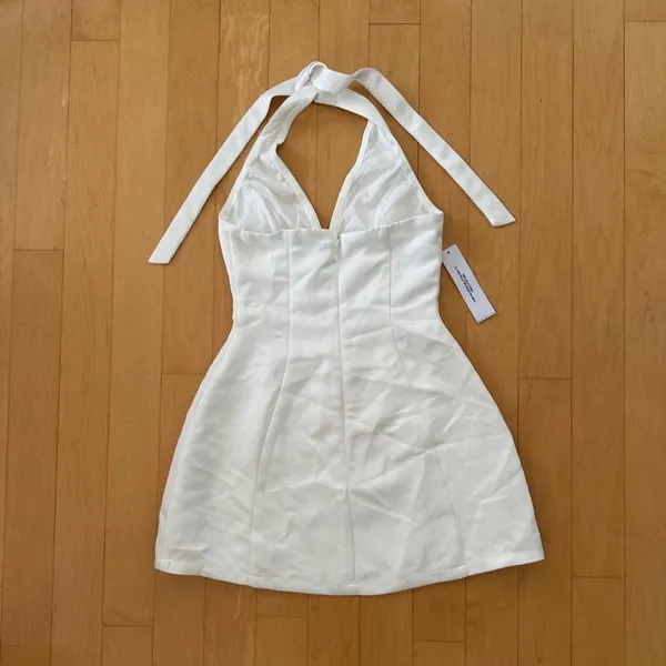 Princess Polly Deana white satin halter dress - Image 3
