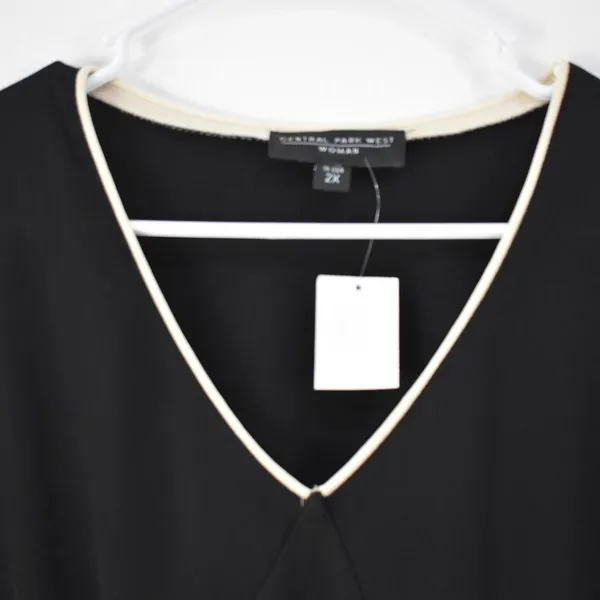 Central Park West Black Long Sleeve V-Neck Blouse Plus Size 2X - Image 4