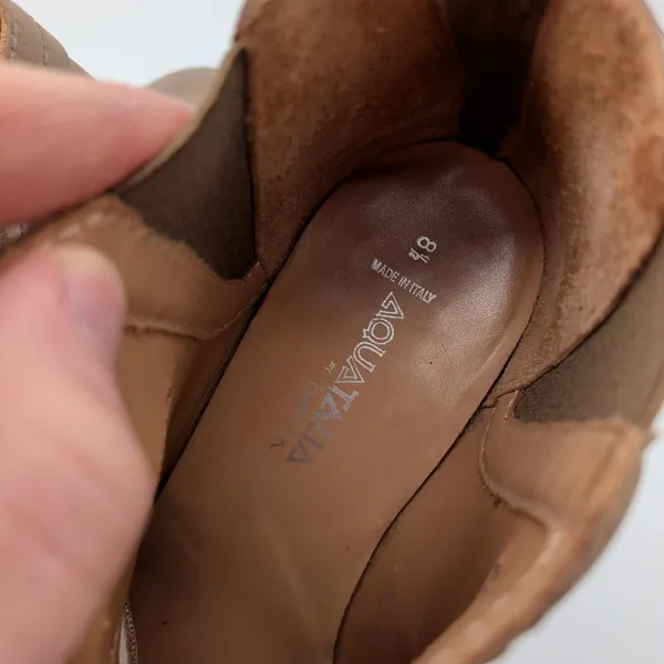 Aquatalia Freida Boots $395 Womens Taupe‎ Leather Cut Out Ankle Booties Size 8.5 - Image 8