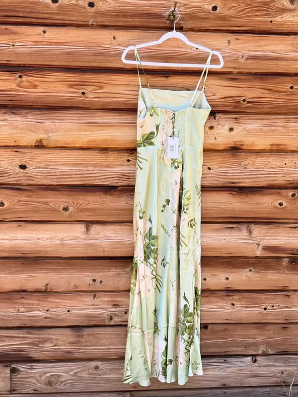 Few Moda o.p.t. Mazzy Green Size M Floral Silk Slip Maxi Dress - Image 9