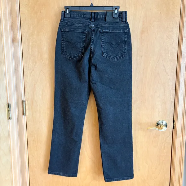 Harley Davidson Straight Leg Jeans Womens 6L‎ Black Faded Biker Moto 99015-05VL - Image 4