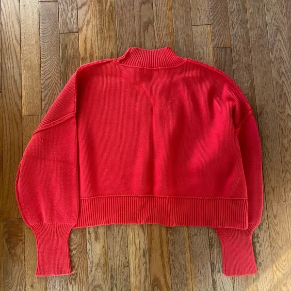 Zenana red boxy fit ribbed sweater pullover - Image 7