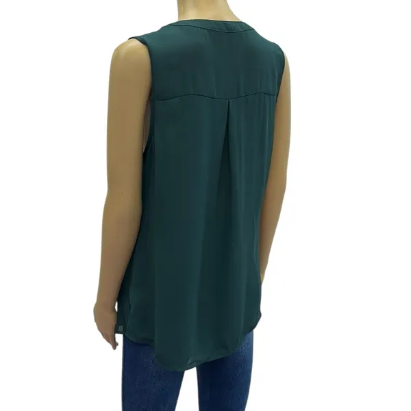 Maurices Sleeveless Quarter Button Front V Neck Tunic Blouse Top Womens Medium - Image 2