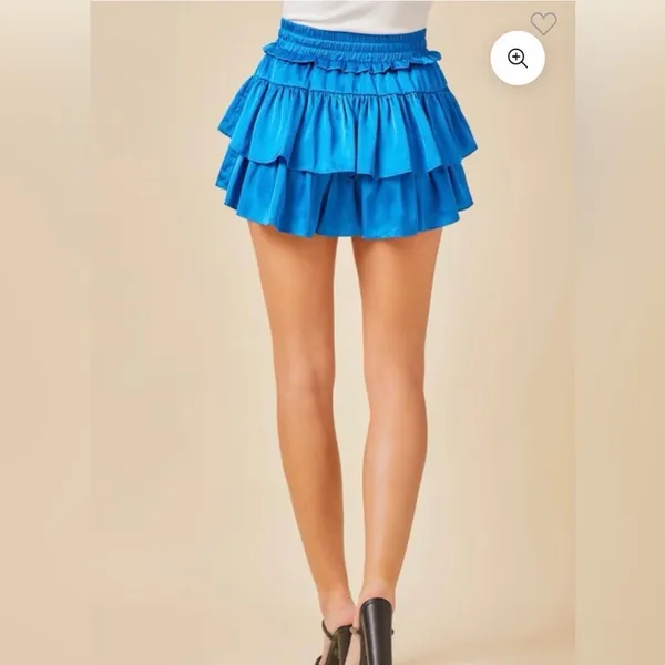 Day + Moon Blue Ruffled Mini Skirt Size M Boutique - Image 2