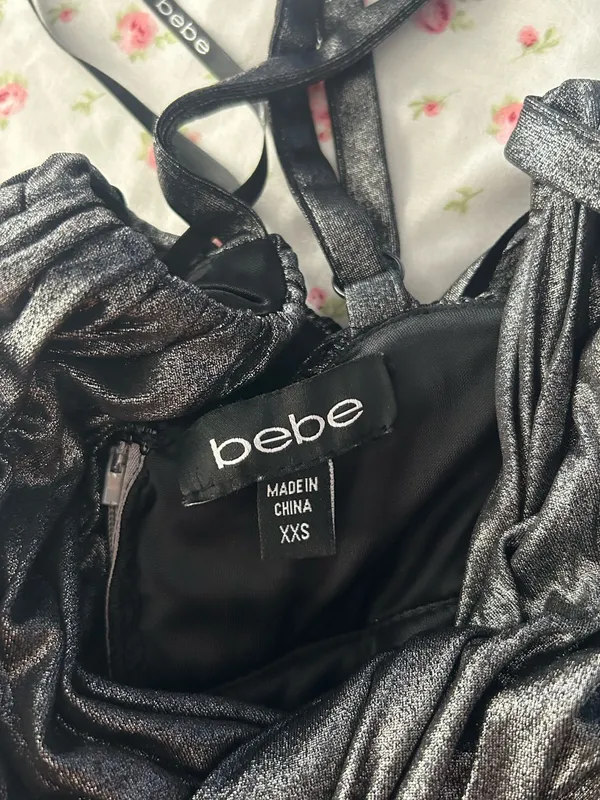 bebe Black Metallic Cocktail Dress - Image 2