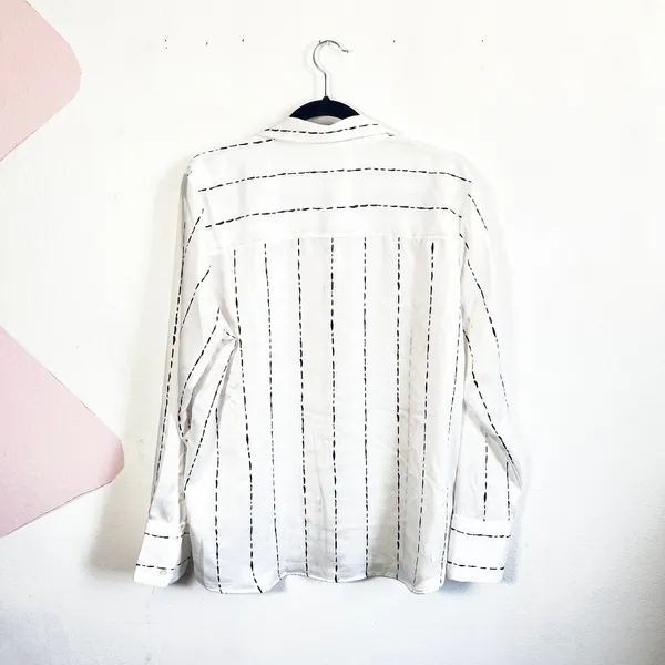Career Blouse Womens‎ Large Button Shirt White Striped Work Office - Image 2