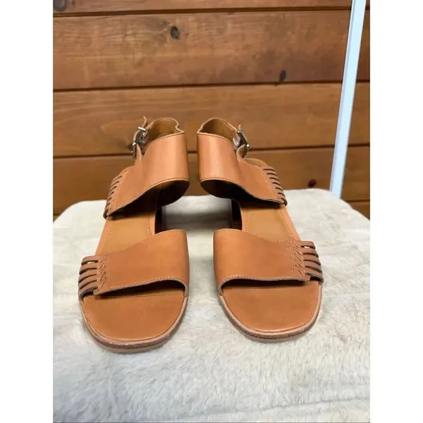 Vince Camuto Karmelo slingback sandals tan leather upper whipstitch accents Sz - Image 7