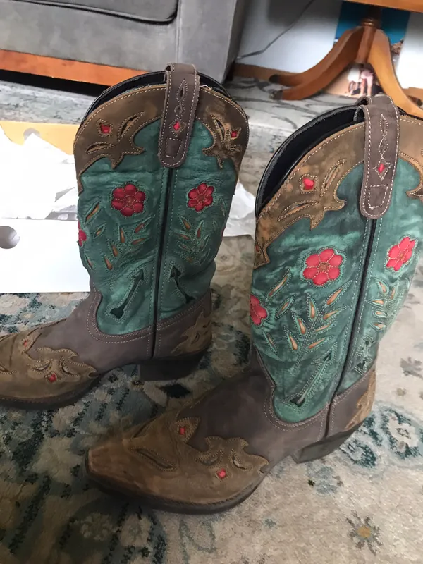 Laredo Knee High Tooled Western Cowgirl Cowboy Boots - Image 7