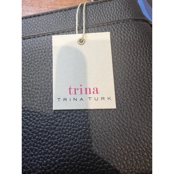 Trina Turk Black Wristlet Wallet Matching Keychain Cardholder Set Faux Leather - Image 8