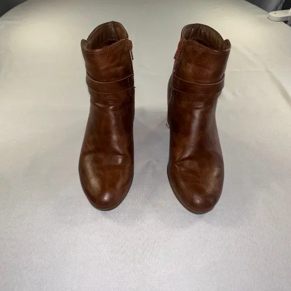 Frye & Co - Indiana Heeled Stacked Leather Ankle Boots Brown Women's Size 8M New - Image 3