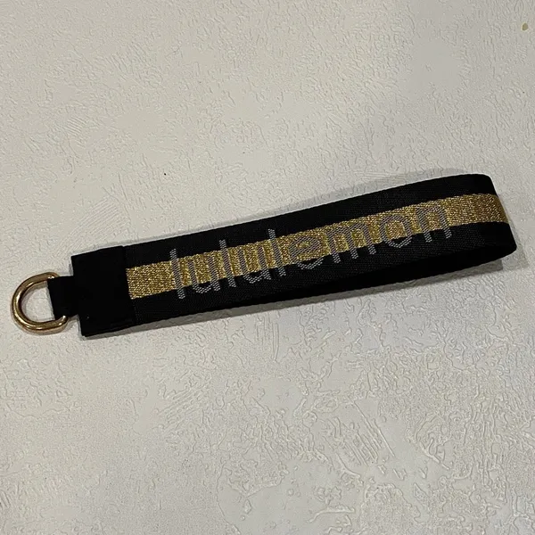 Lululemon Black Gold Logo Wristlet Keychain Strap Limited Edition - Image 2