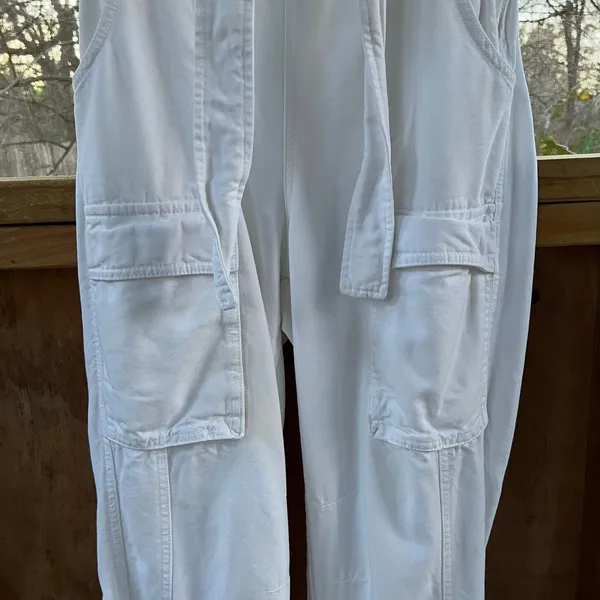 Free People Go West Utility Jumpsuit In White Denim Size M - Image 7