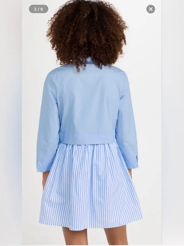 English Factory Stripe mixed media Contrast Shirt Mini Dress Size XS - Image 2