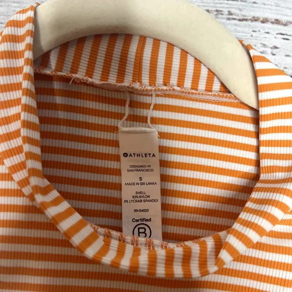 Athleta Orange & White Stripe Sleeveless Crop Tank Top Sm - Image 2