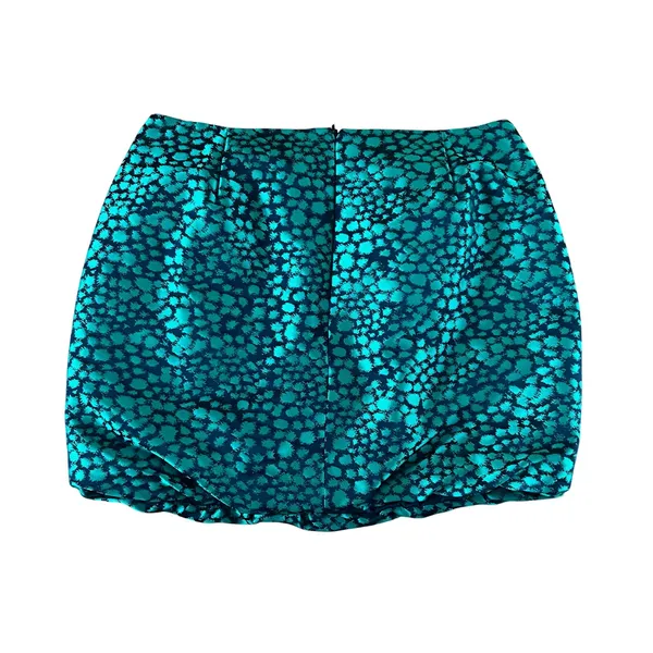 ASOS Green Black Abstract Jacquard Pleated Statement Mini Skirt | Size 8 - Image 2