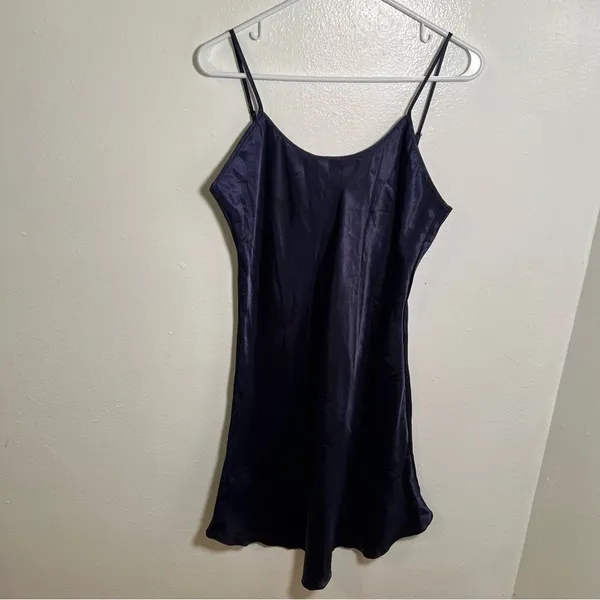 Women's Slip Dress‎ Navy Blue Sleeveless Navy Blue Spaghetti Strap A-Line Adjust - Image 3