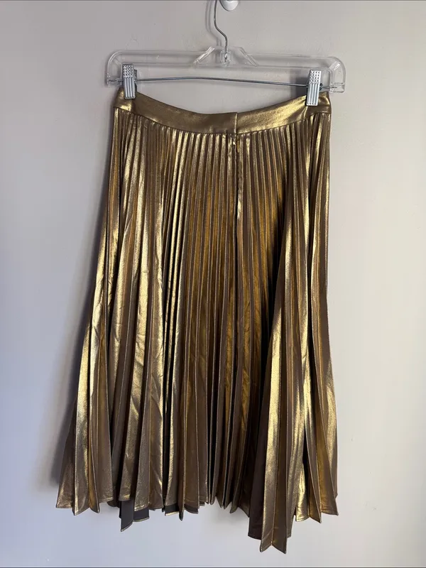 A.L.C. Gates Gold Pleated Skirt 0 - Image 2